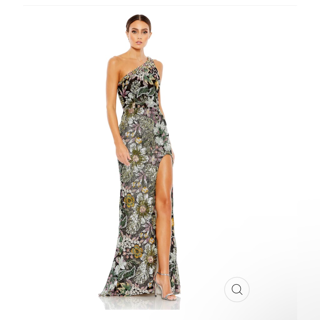Mac Duggal Embellished Floral One Shoulder Gown Style 49574, Size 0